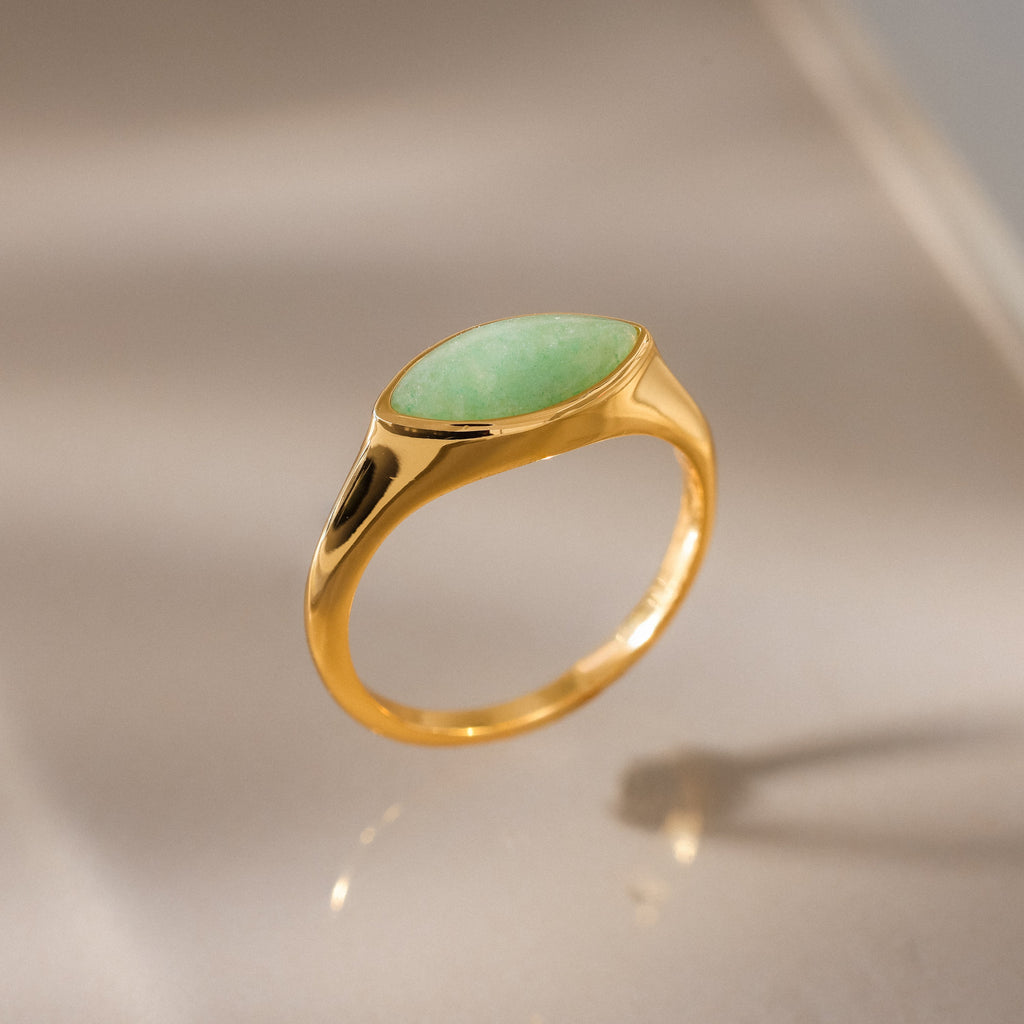 Marquise Jade Signet Ring