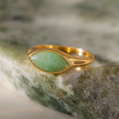 Marquise Jade Signet Ring