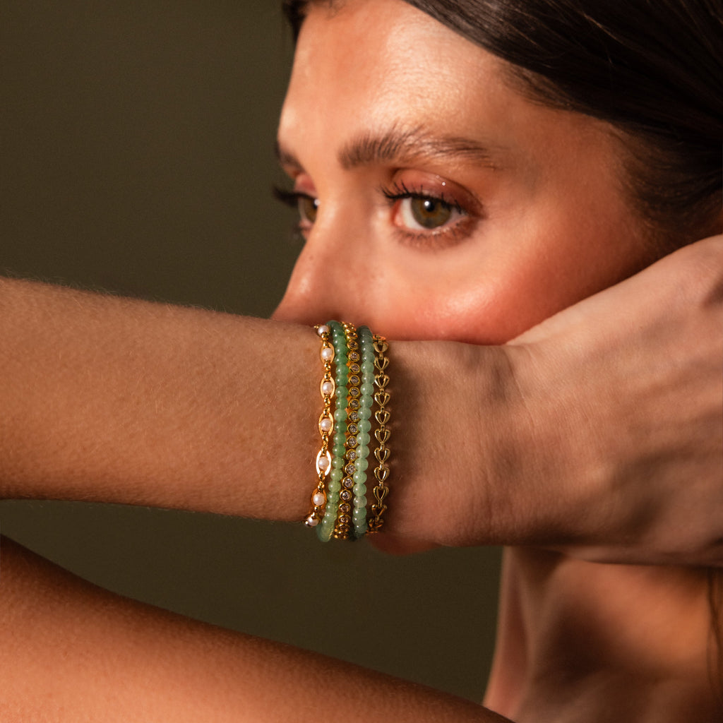 Beaded Jade Charm Bracelet