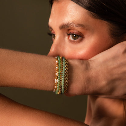 Beaded Jade Charm Bracelet