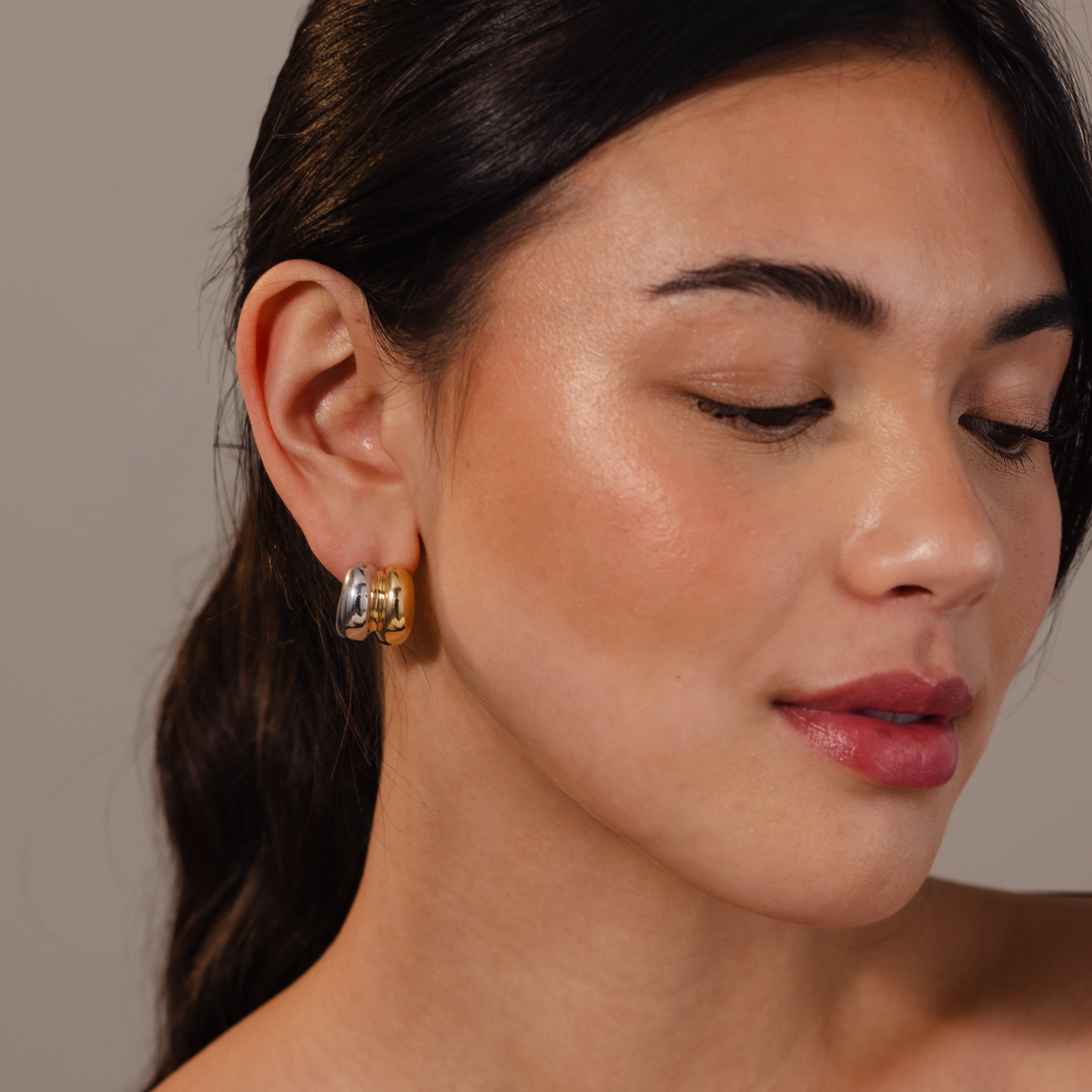 Mixed Metal Puff Studs
