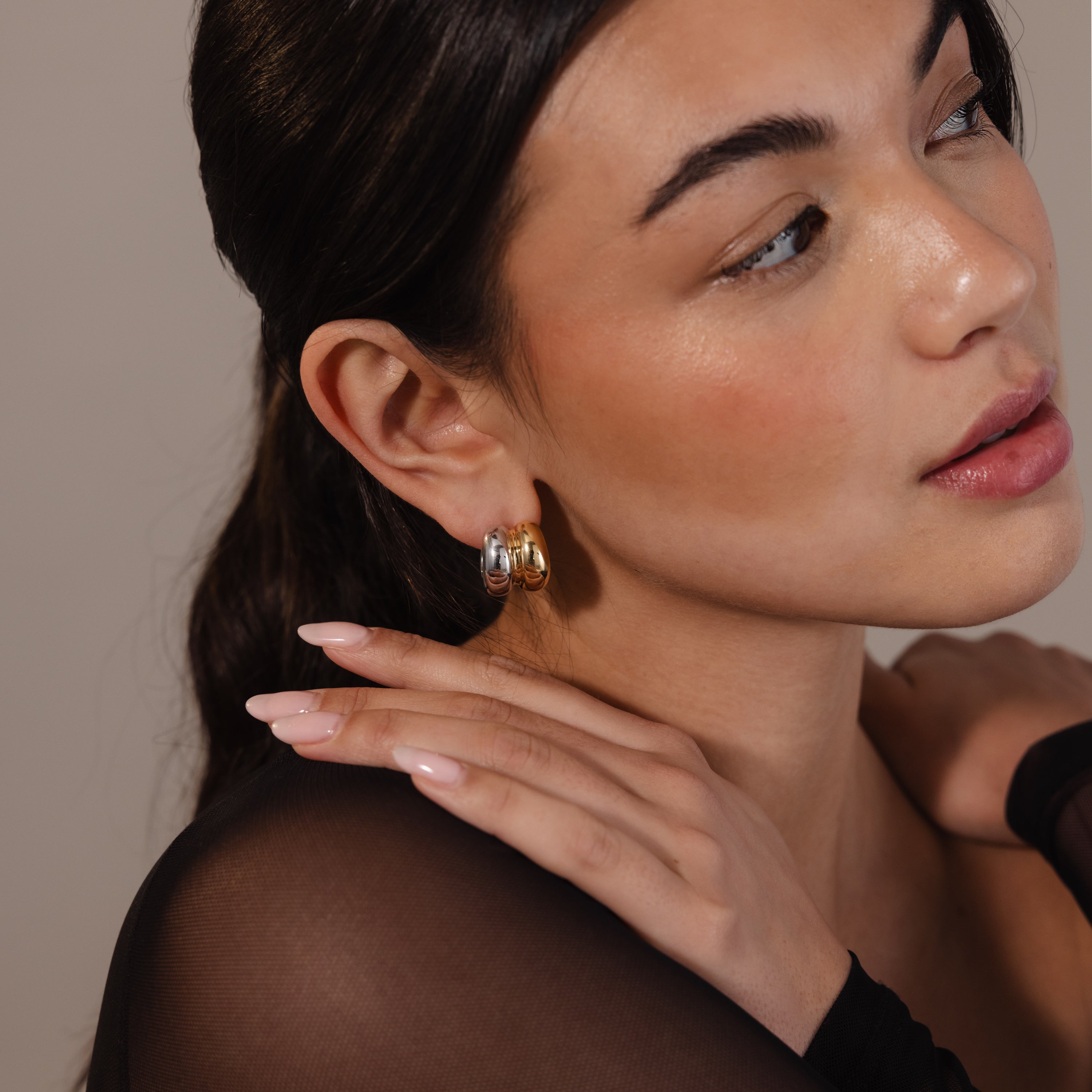 Mixed Metal Puff Studs