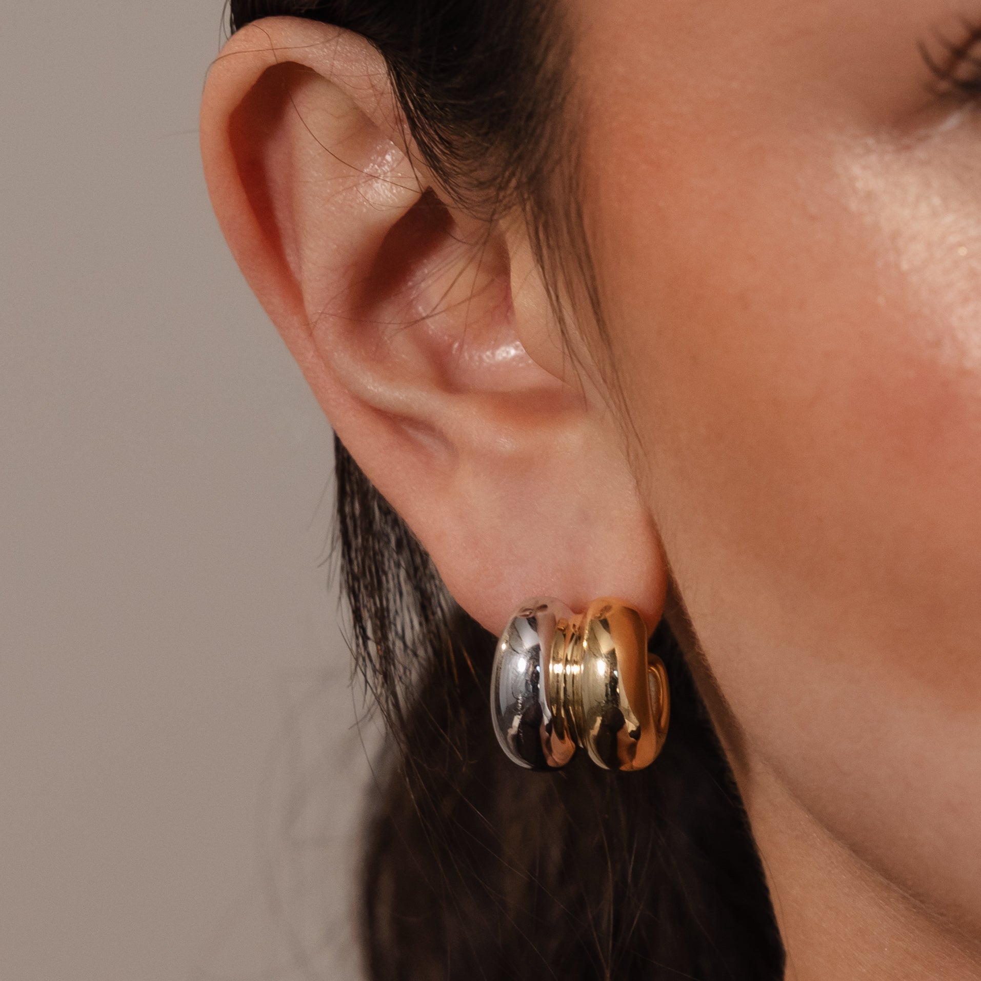Mixed Metal Puff Studs