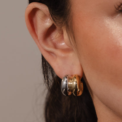 Mixed Metal Puff Studs