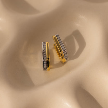 Pave Pointed Mixed Metal Hoops