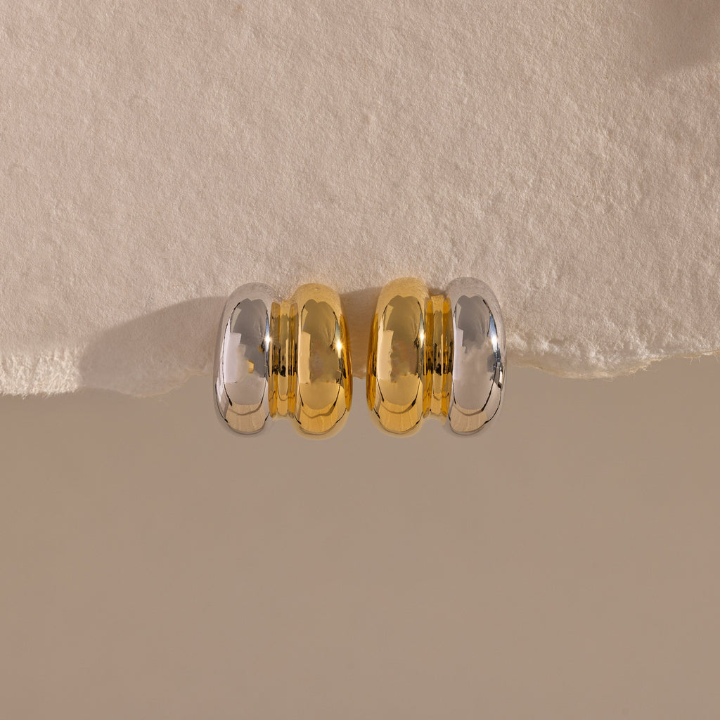 Mixed Metal Puff Studs