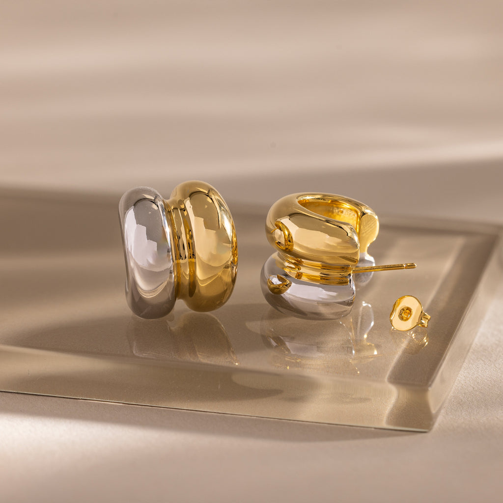 Mixed Metal Puff Studs