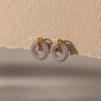 Mixed Metal Pave Circle Studs