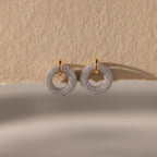 Mixed Metal Pave Circle Studs