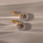 Mixed Metal Pave Circle Studs