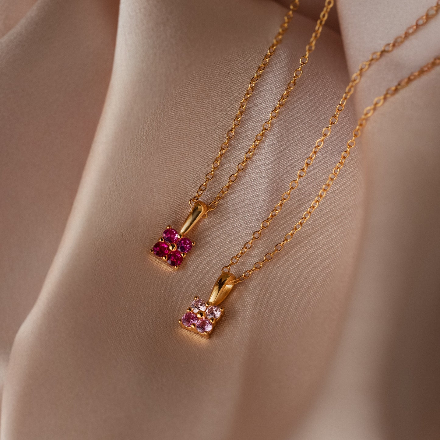 Ombre Birthstone Flower Necklace