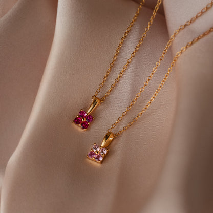 Ombre Birthstone Flower Necklace
