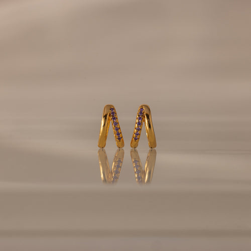 Amelia Duo Birthstone Huggies