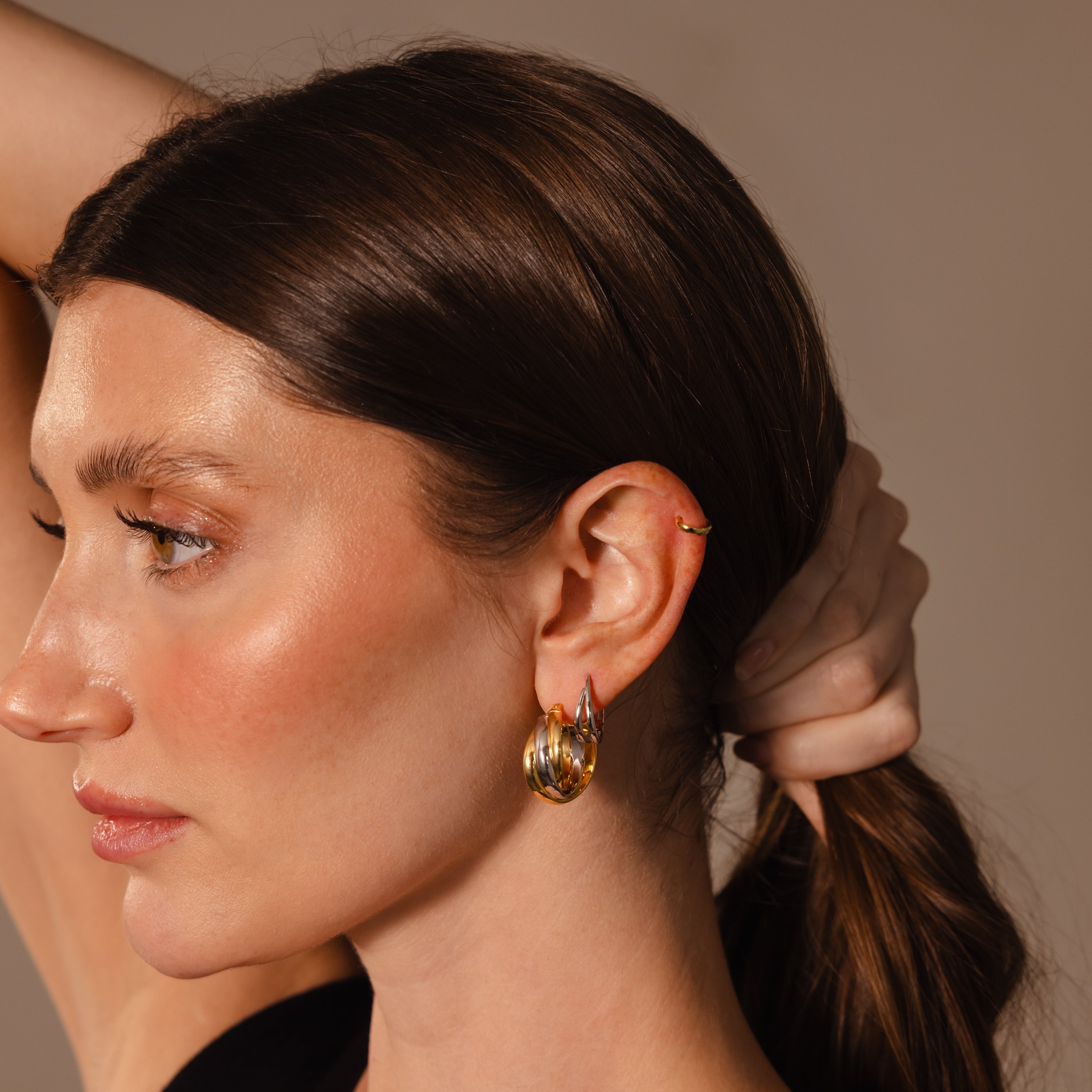 Intertwined Mixed Metal Hoops