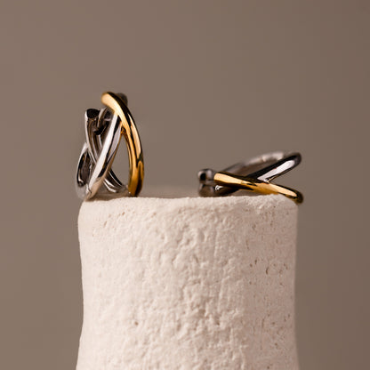 Laced Mixed Metal Huggies