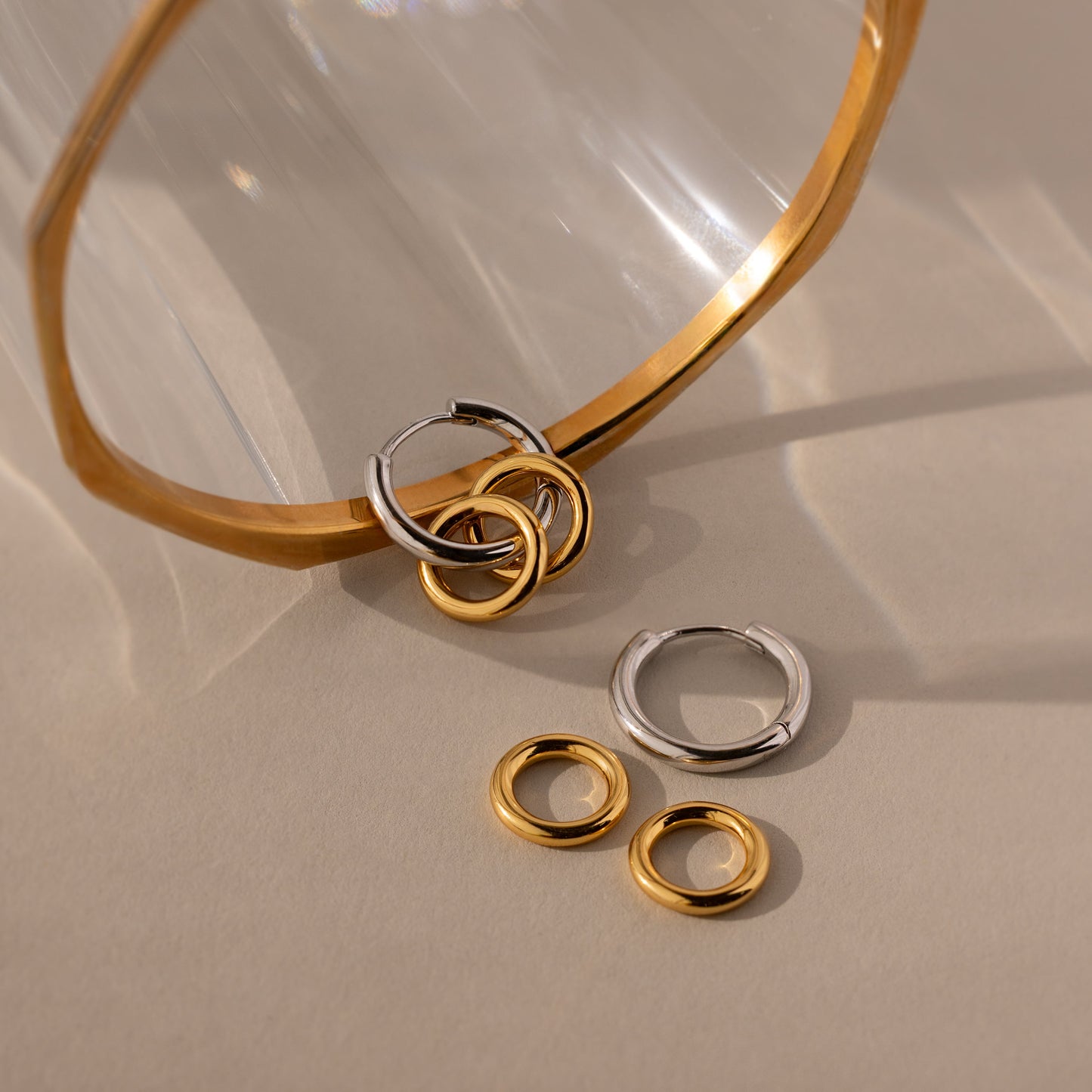 Duo Link Mixed Metal Hoops
