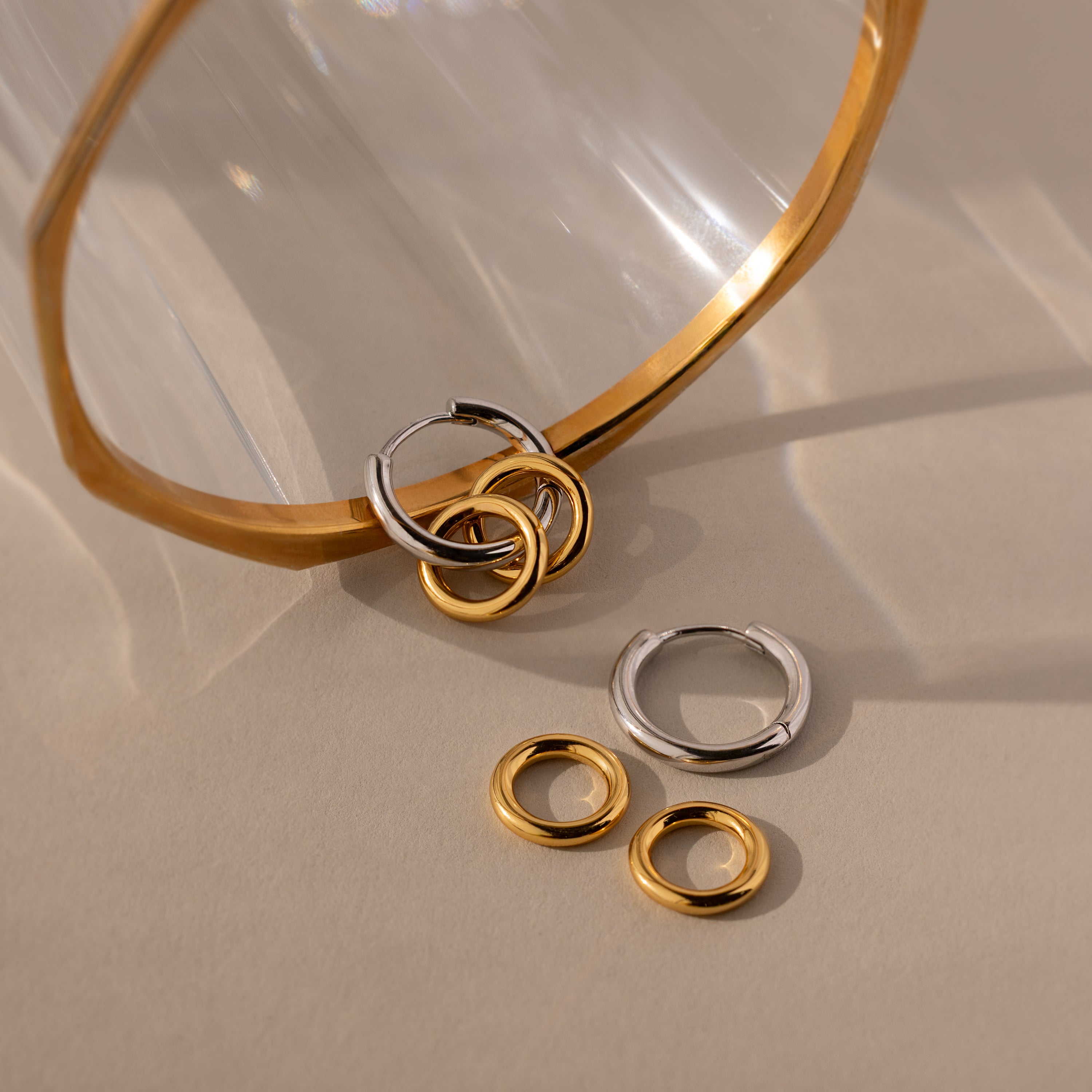 Duo Link Mixed Metal Hoops