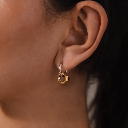 Duo Link Mixed Metal Hoops