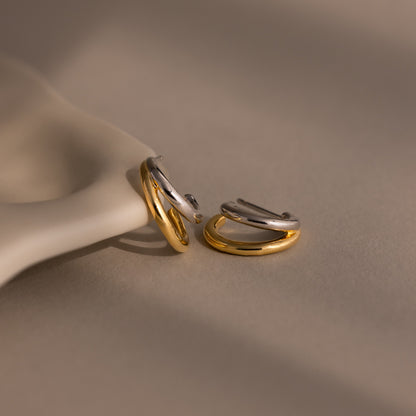 Mixed Metal Duo Hoops