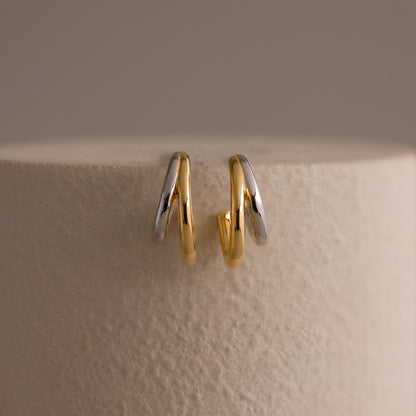 Mixed Metal Duo Hoops