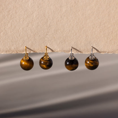 Tiger's Eye Dome Drop Earrings