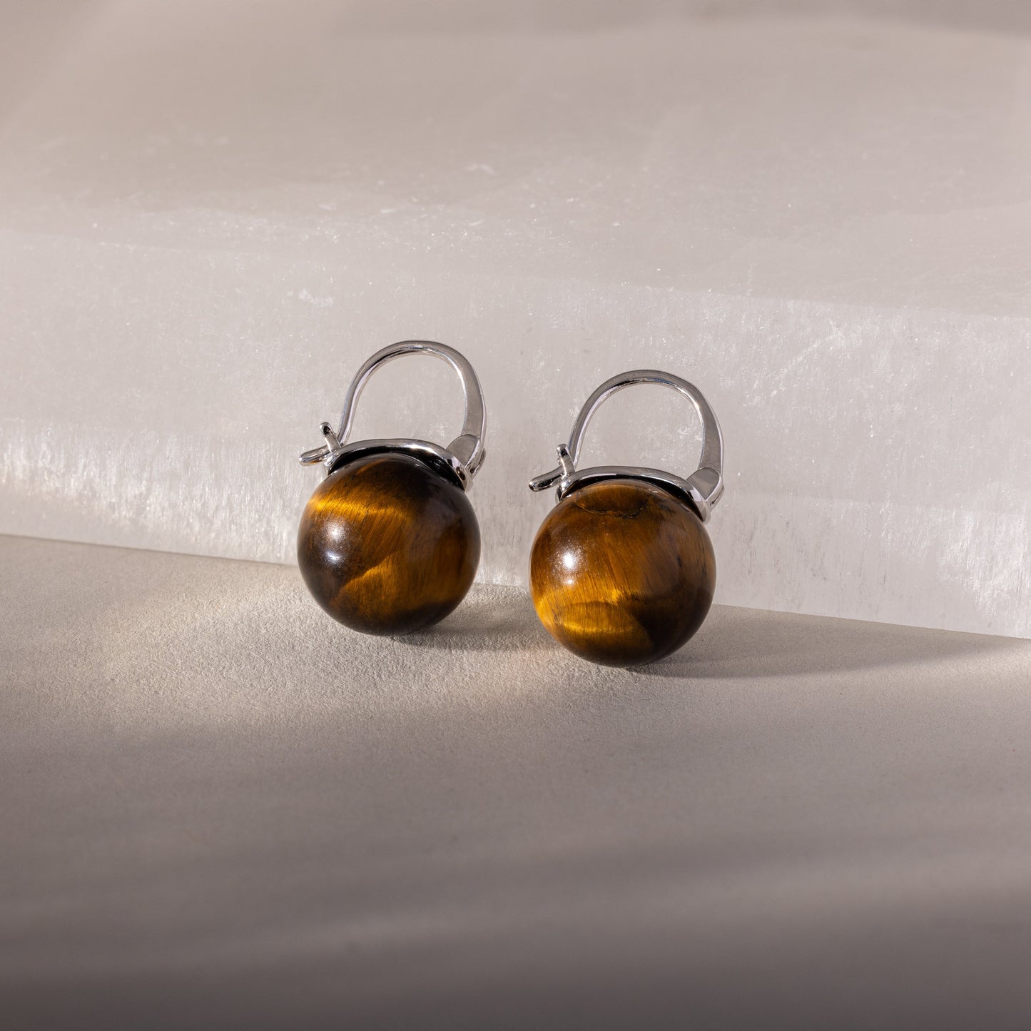 Tiger's Eye Dome Drop Earrings