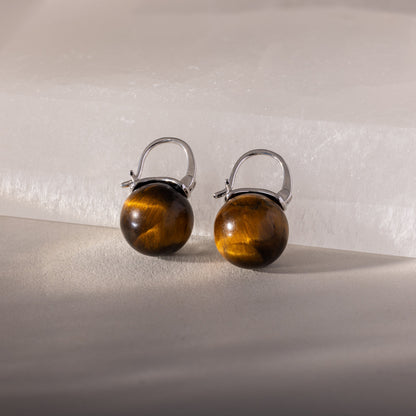 Tiger's Eye Dome Drop Earrings
