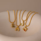 Gemstone Bubble Initial Necklace