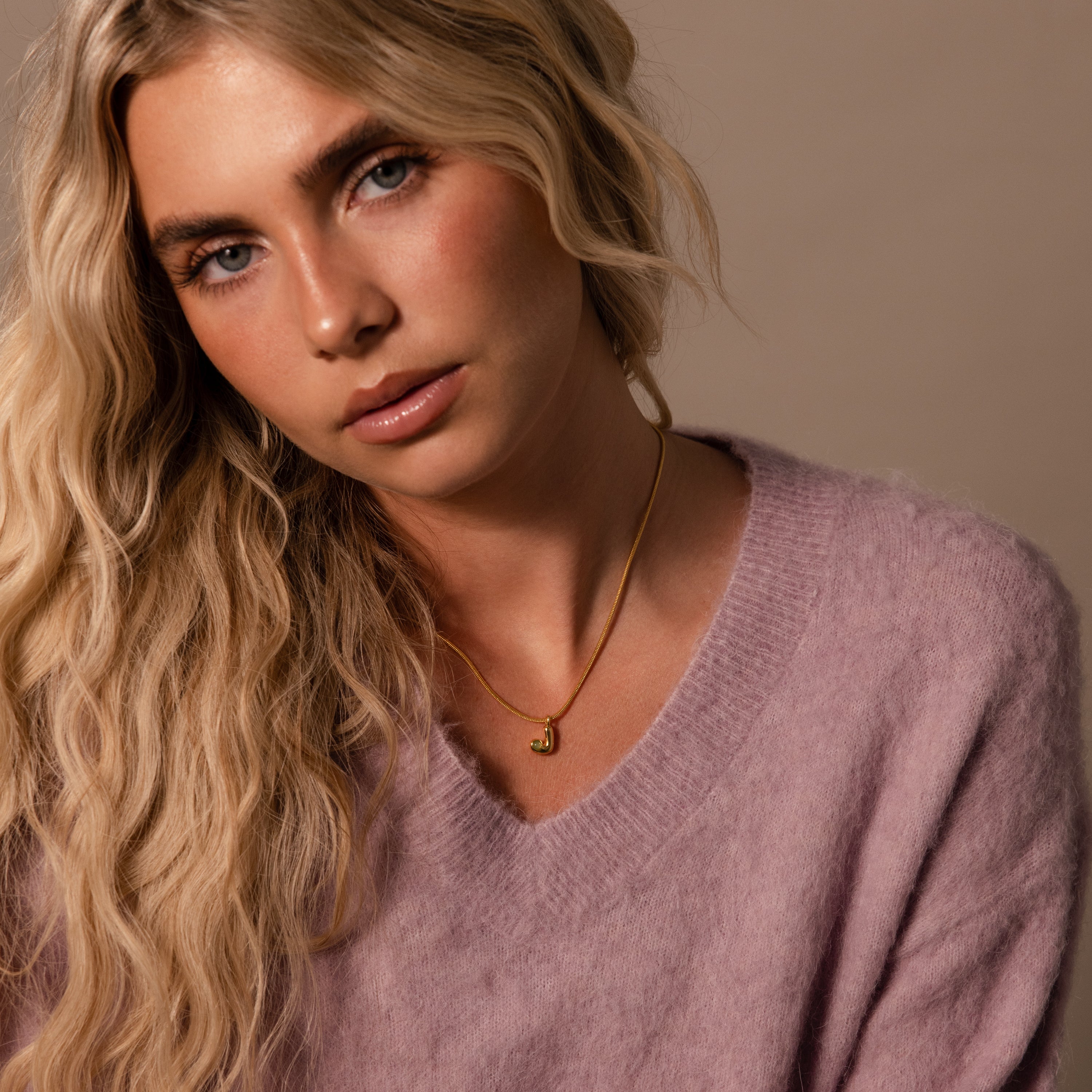 Gemstone Bubble Initial Necklace