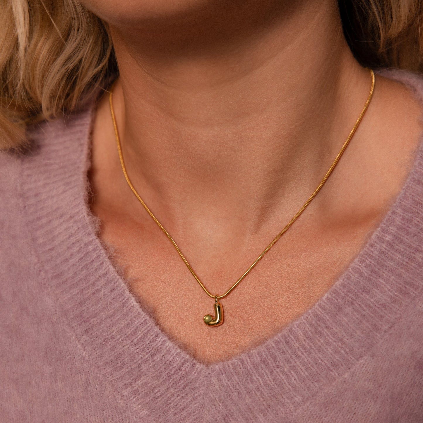 Gemstone Bubble Initial Necklace