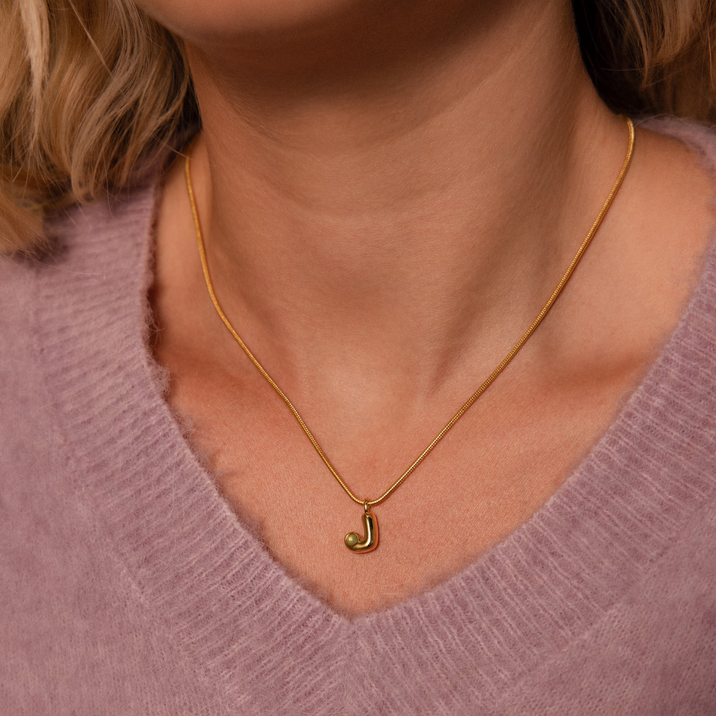 Gemstone Bubble Initial Necklace