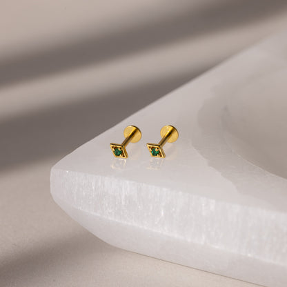 Geometric Birthstone Flat Back Studs