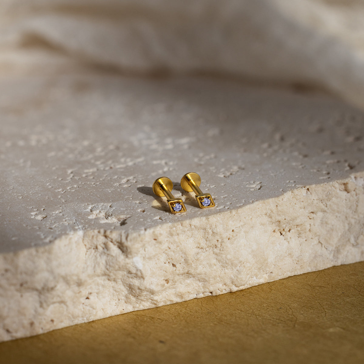 Geometric Birthstone Flat Back Studs