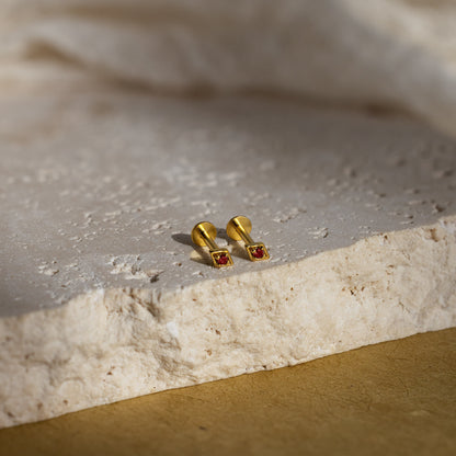 Geometric Birthstone Flat Back Studs