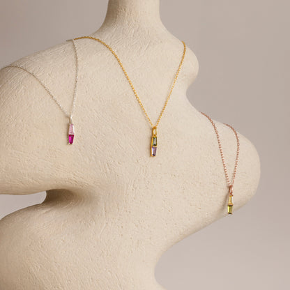 Toi et Moi Tapered Birthstone Necklace