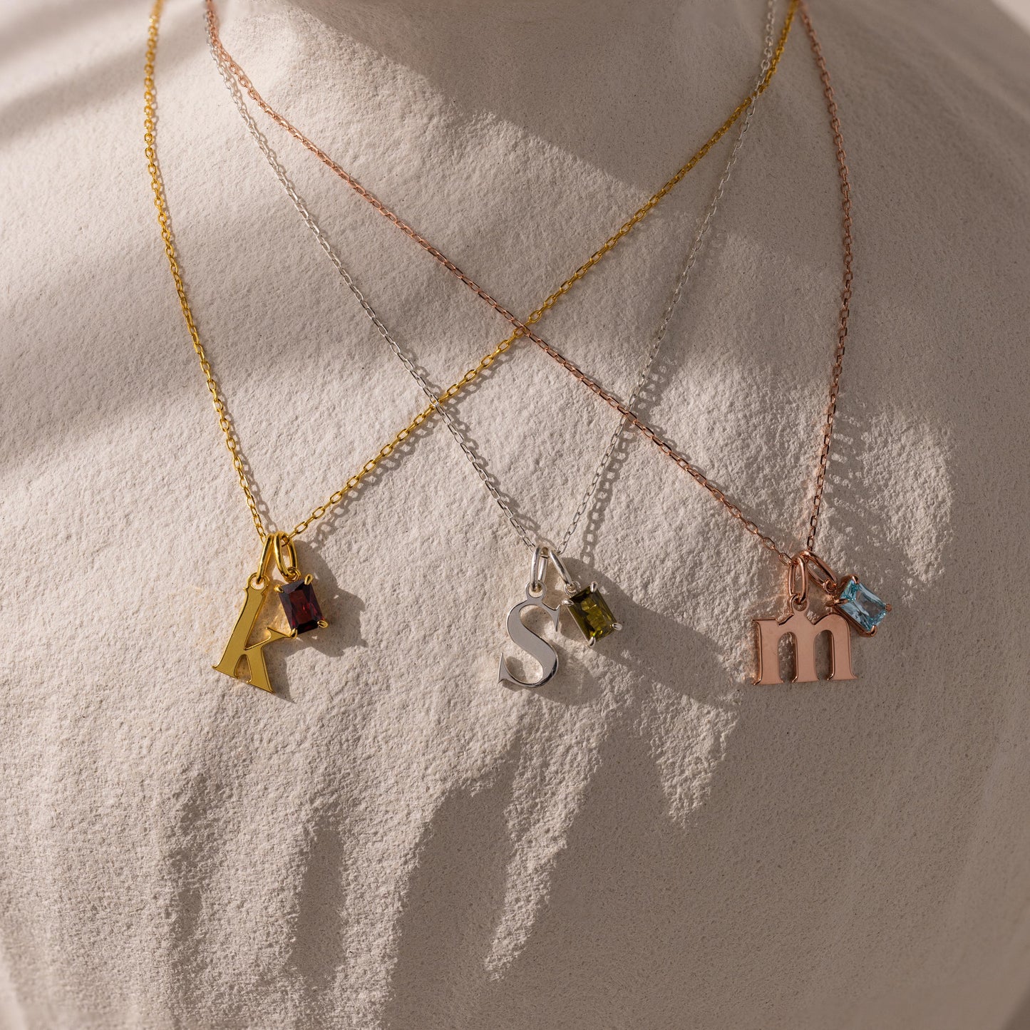Initial Birthstone Charm Necklace
