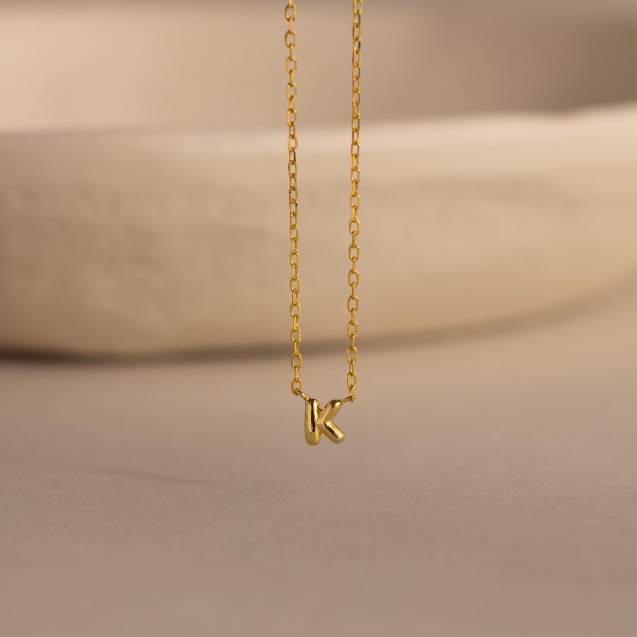 Dainty Bubble Initial Necklace