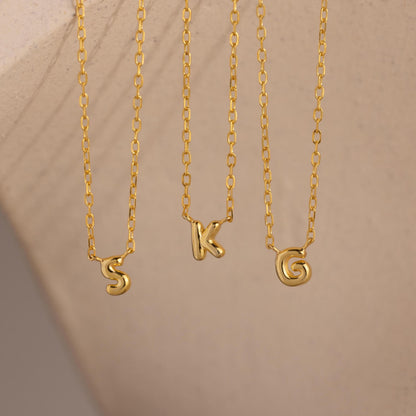 Dainty Bubble Initial Necklace