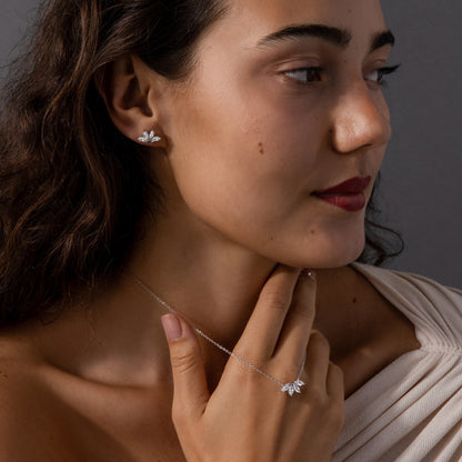 Marquise Diamond Necklace & Earrings Set