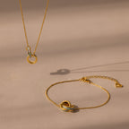 Interlocking Opal Inlay Necklace and Bracelet Set