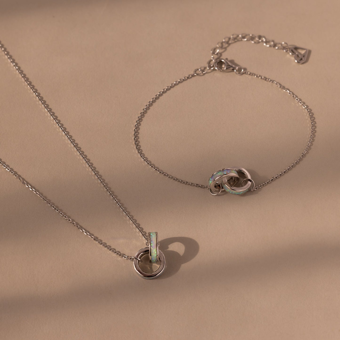 Interlocking Opal Inlay Necklace and Bracelet Set