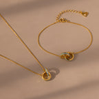 Interlocking Opal Inlay Necklace and Bracelet Set