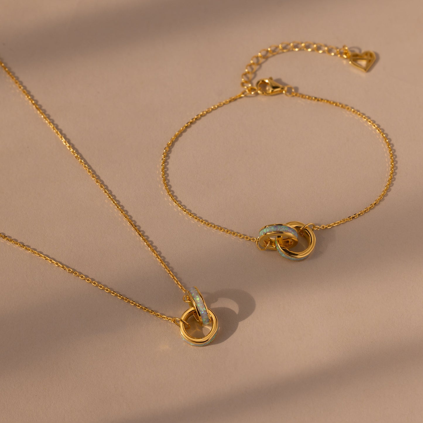 Interlocking Opal Inlay Necklace and Bracelet Set