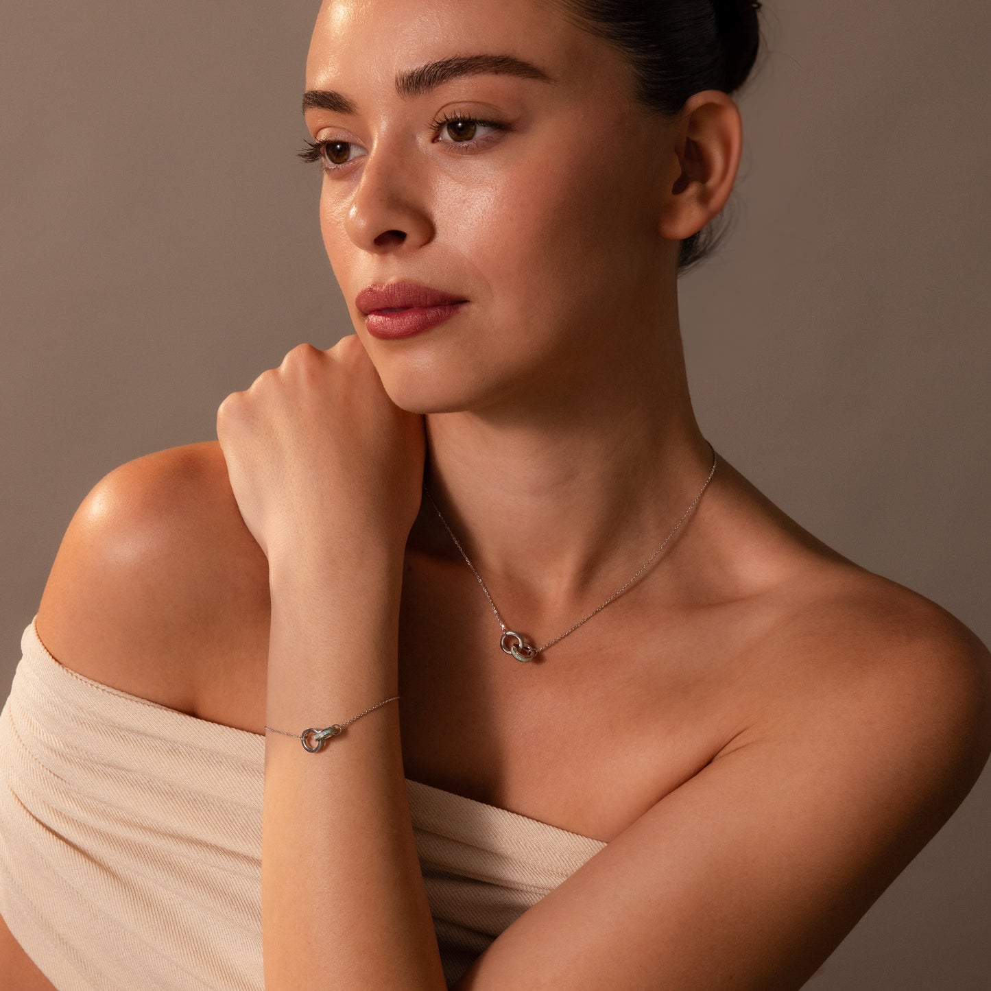 Interlocking Opal Inlay Necklace and Bracelet Set