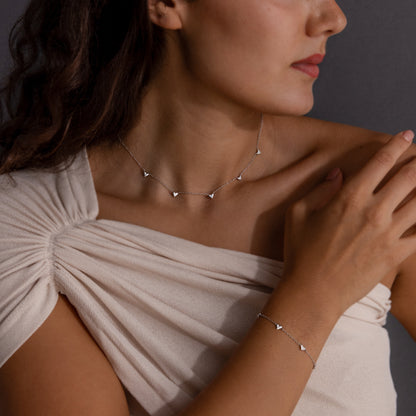 Heart Station Necklace & Bracelet Set