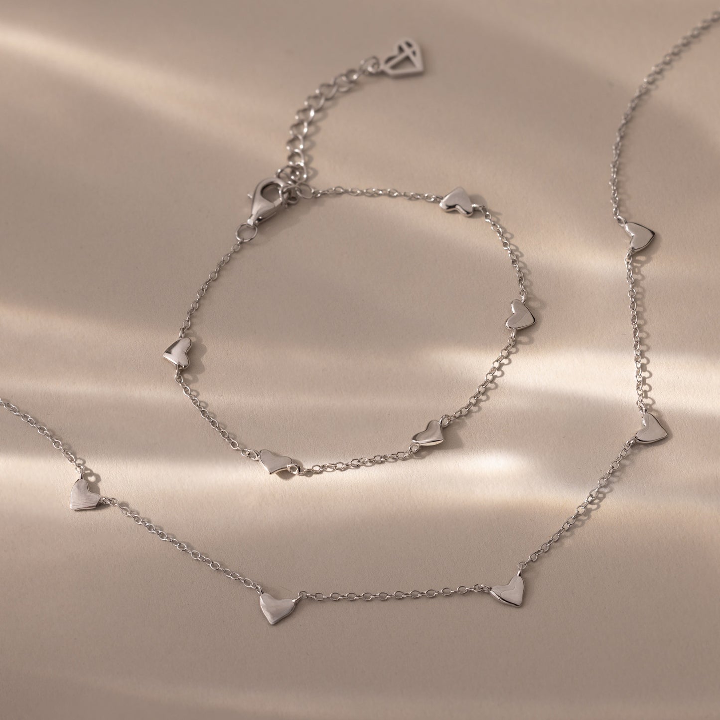 Heart Station Necklace & Bracelet Set