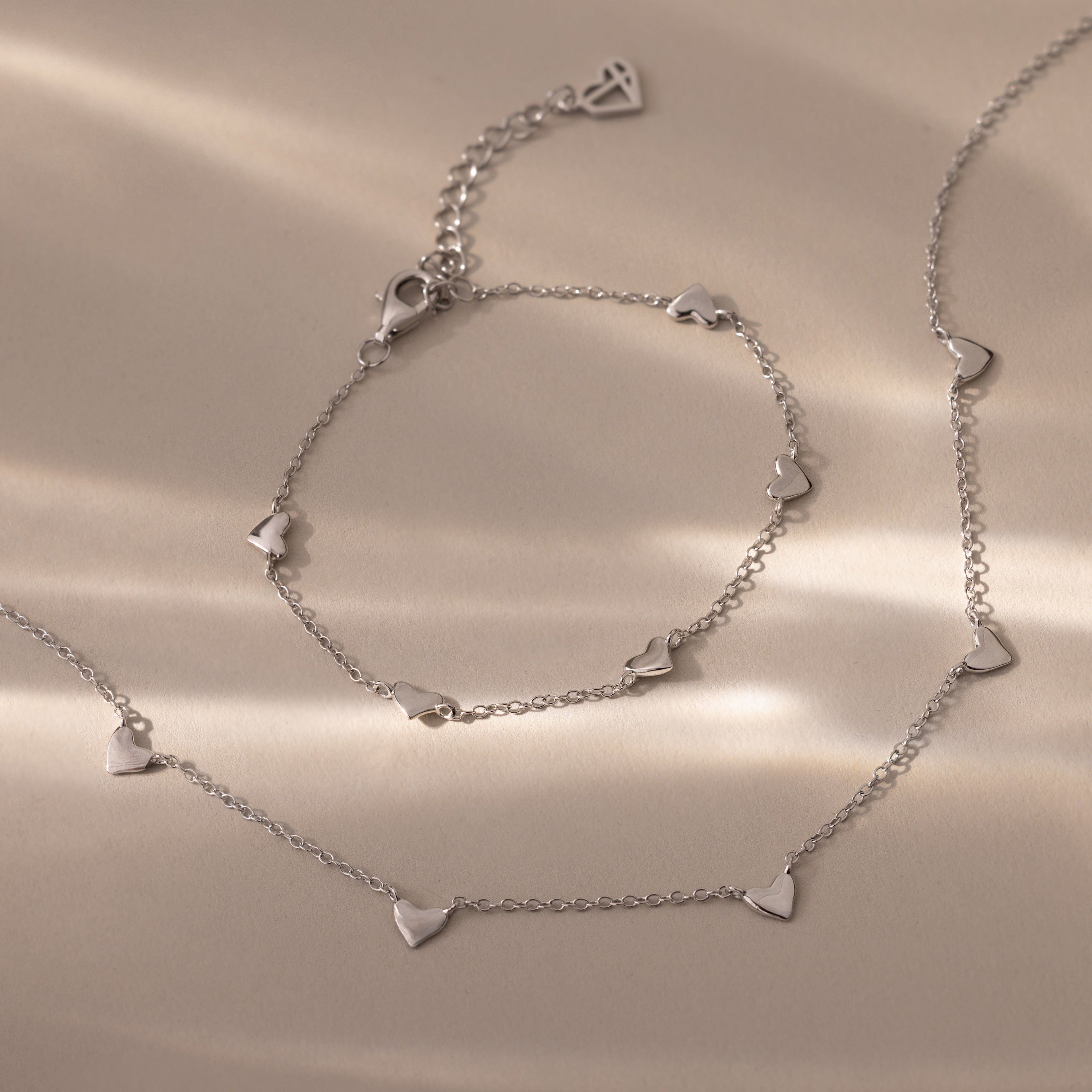 Heart Station Necklace & Bracelet Set