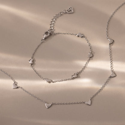 Heart Station Necklace & Bracelet Set