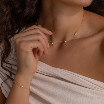 Heart Station Necklace & Bracelet Set