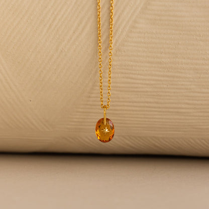 North Star Birthstone Signet Necklace